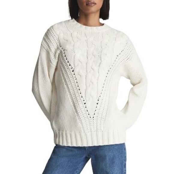Reiss Sweaters - REISS Chloe Cable Knit Fisherman Sweater Tunic Cotton Wool Blend Size Small NWOT